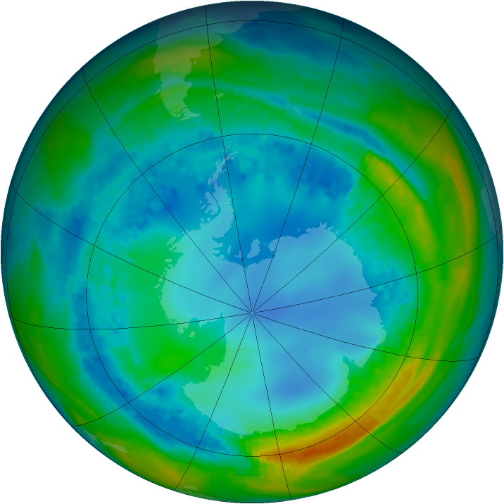 Antarctic ozone map for 05 August 2004